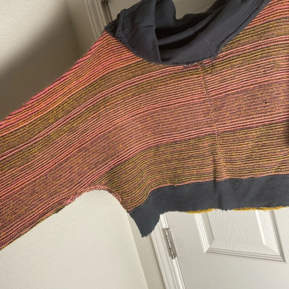 Multicolor Free People Easy Street Cropped Chunky Knit Sweater size small